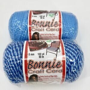 2 PEPPERELL Bonnie Macrame Braid Craft Cord 6MM 100 Yds NEW OCEAN & BLUEBERRY